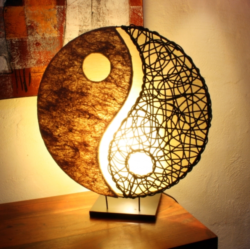 Table lamp/table lamp Yin Yang, handmade in Bali from natural material, sisal, rattan - 50x45x18 cm 