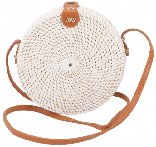 Woven handbag, basket bag, rattan bag, round Bali bag - model 2 - 20x20x7 cm  20 cm