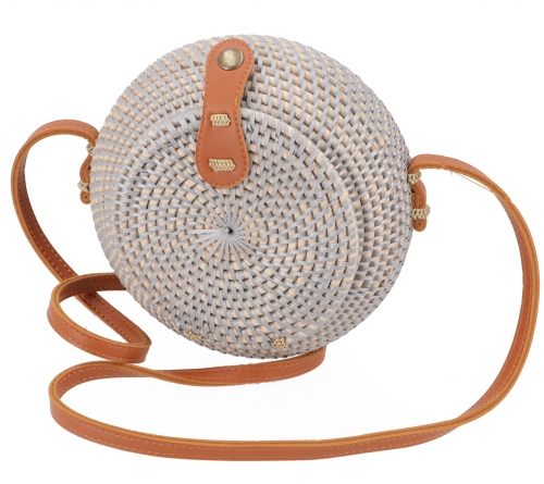 Woven handbag, basket bag, rattan bag, round Bali bag - model 4 - 20x20x7 cm  20 cm
