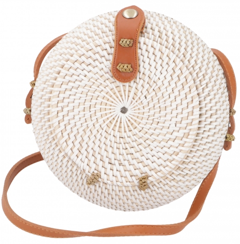 Woven handbag, basket bag, rattan bag, round Bali bag - model 6 - 20x20x7 cm  20 cm