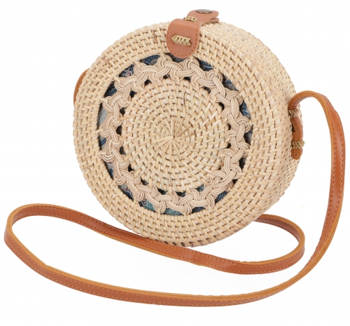Woven handbag, basket bag, rattan bag, round Bali bag - model 3 - 20x20x7 cm  20 cm