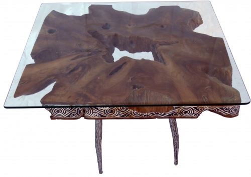 Coffee table, coffee table, floor table made of burl wood - Model 20 - 48x80x80 cm 