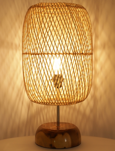 Table lamp/table lamp, handmade in Bali from natural material - model Hector 2 - 58x30x30 cm 