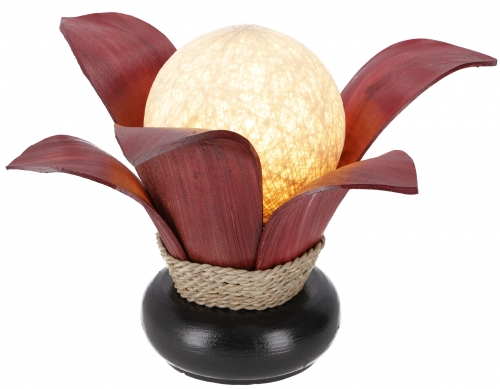 Palmenblatt Tischlampe / Tischleuchte, in Bali handgemacht aus Naturmaterial, Palmholz - Modell Palmera 13 braun - 30x35x36 cm  36 cm