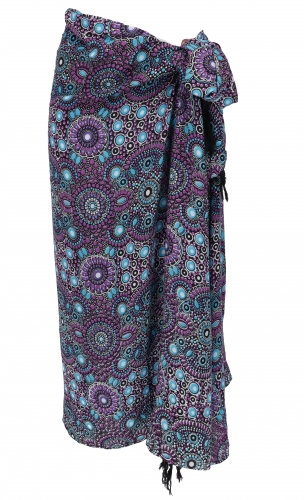 Bali sarong, wall scarf, wrap skirt, sarong dress - purple/blue - 160x115 cm