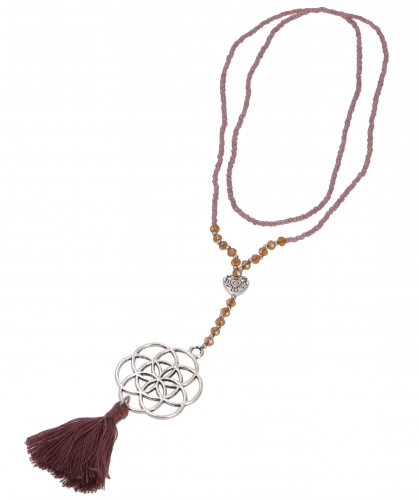 Costume jewelry necklace - Flower of life violet/silver - 45 cm