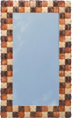 Patchwork mirror with coconut frame - Model 1 brown - 80x50x5 cm 