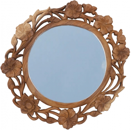 Decorative mirror with carved floral ornaments - 38x38x2 cm  38 cm