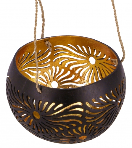 Hanging coconut tealight, decorative pot - model 5 - 9x11,5x11,5 cm  11,5 cm