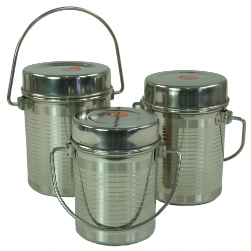Stainless steel spice box with handle set of 3