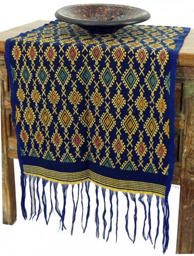 Traditionelles handgewebtes Ikat Tuch, Tischlufer, Tischdecke aus Sumba, 122 x 45cm - Motiv 11