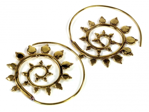 Tribal earrings made of brass, ethnic earrings, spiral earrings - gold 3,5 cm