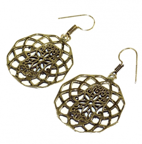 Brass tribal earrings, ethnic earrings, goa jewelry, brass earrings - 4x3x0,1 cm  3 cm