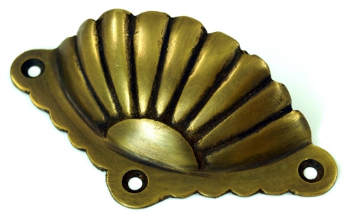 Door handle, fitting in classic shell shape, brass - Model1 - 4x10x3 cm 