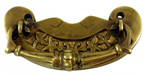 Door handle, fitting with ornaments, brass - 4,5x10x1 cm 