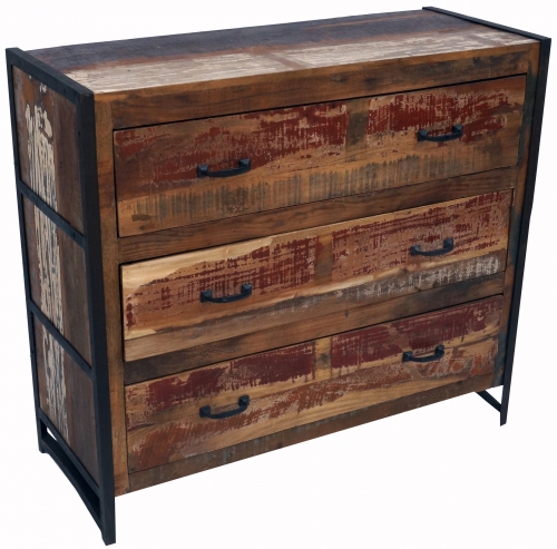 Chest of drawers, side cabinet, chest of drawers, TV cabinet made from recycled wood - model 6 - 90x100x40 cm 