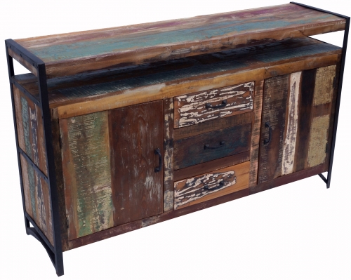 Chest of drawers, side cabinet, chest of drawers, TV cabinet made from recycled wood - Model 7 - 90x150x40 cm 