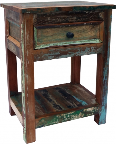 Vintage Nachttisch, Beistelltisch aus Recyclingholz - Modell 16 - 60x45x35 cm 