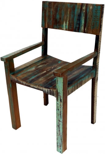 Vintage chair with armrests made of recycled wood - model 16 - 90x45x55 cm 