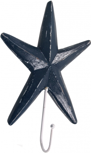 Wall hook, coat hook, checkroom hook, key rack - starfish antique blue 1 - 20x13x1,5 cm 