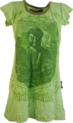 Weed long shirt, mini dress - Buddha green