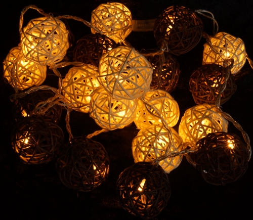 Rattan ball LED ball lantern fairy lights - brown/white - 7x7x350 cm  7 cm
