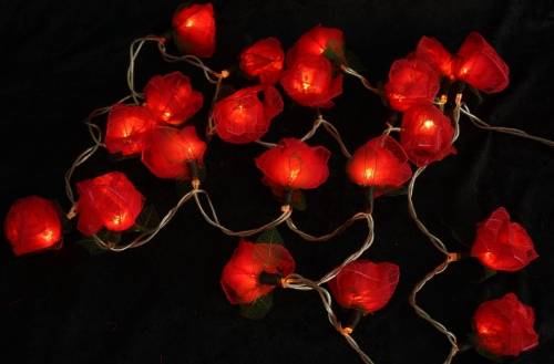 Flower LED fairy lights 20 pcs - Rose dark red - 6x6x350 cm  6 cm
