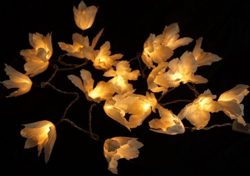 Lotus blossom LED fairy lights 20 pcs - white blossom - 6x6x350 cm  6 cm