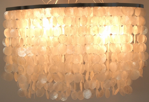 Ceiling lamp/ceiling light, shell light made of hundreds of Capiz, mother-of-pearl plates - model Colima - 50x75x40 cm 