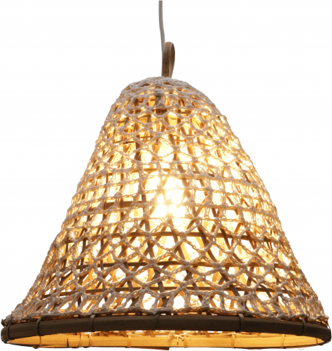 Deckenlampe / Deckenleuchte, in Bali handgemacht aus Naturmaterial, Bambus, Baumwolle - Modell Bellina - 30x30x30 cm 