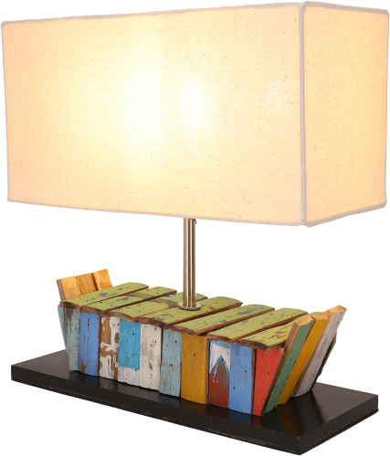 Table lamp/table lamp, shabby chic look, handmade in Bali from natural material - Milos model - 38x35x15 cm 