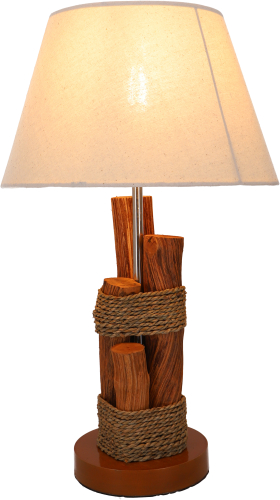 Table lamp/table lamp, handmade in Bali from natural material, driftwood, cotton - model Lusaka - 63x32x32 cm 