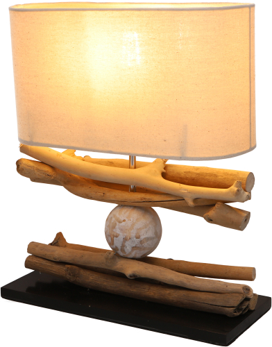 Tischlampe / Tischleuchte,  handgemachtes Unikat aus Naturmaterial, Treibholz, Baumwolle - Modell Tabora - 42x35x15 cm 