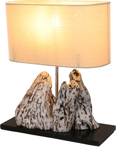 Table lamp/table lamp, handmade unique piece from natural material, driftwood, cotton - Malindi model - 42x35x15 cm 