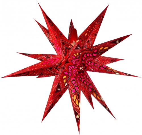 Foldable Advent illuminated paper star, 3D Christmas star - Multipointer Menoris red - 60x60x60 cm  60 cm