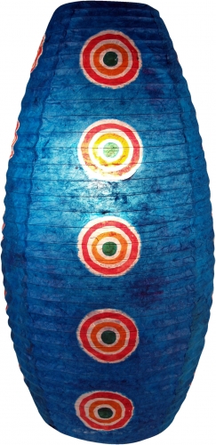 Oval Lokta paper lampshade, hanging lamp Coronada - retro blue - 52x29x29 cm 