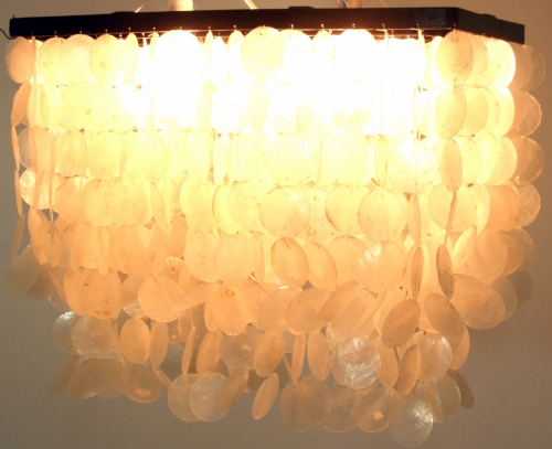 Ceiling lamp/ceiling light, shell light made of hundreds of capiz, mother-of-pearl plates - model Hispaniola 1 - 40x50x20 cm 
