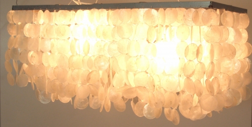 Ceiling lamp/ceiling light, shell light made of hundreds of capiz, mother-of-pearl plates - model Hispaniola 2 - 30x80x30 cm 