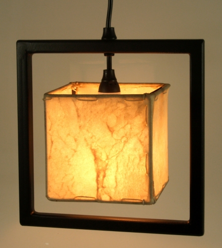 Leather ceiling light/pendant light Jodhpur - 25x25x15 cm 