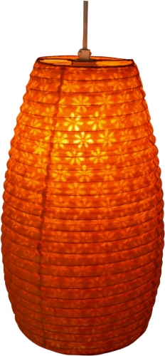 Small oval Lokta paper lampshade, hanging lamp Coronada - orange - 42x22x22 cm 