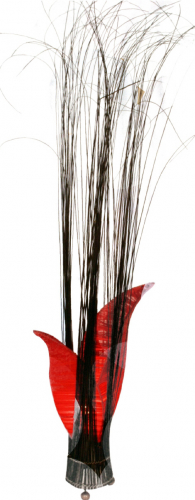 Tischleuchte / Tischlampe `Mandiri`, in Bali handgemacht aus Naturmaterial, Baumwolle - rot - 80x30x20 cm 