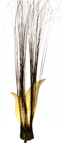 Tischleuchte / Tischlampe `Mandiri`, in Bali handgemacht aus Naturmaterial, Baumwolle - wei - 80x30x20 cm 