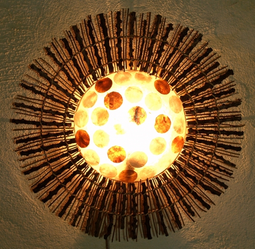 Wall lamp/wall sconce, handmade in Bali from natural material, capiz, mother of pearl platelets - model Tamino Wall - 50x50x15 cm 