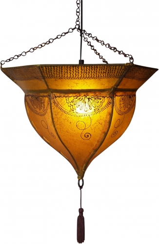 Henna - Leder Deckenlampe / Deckenleuchte - Mali gelb - 34x41x41 cm 