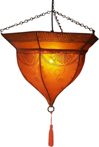 Henna - Leder Deckenlampe / Deckenleuchte - Mali orange - 34x41x41 cm 