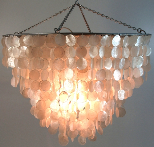 Ceiling lamp/ceiling light, shell light made from hundreds of Capiz, mother-of-pearl plates - Salomonia model - 45x60x60 cm 