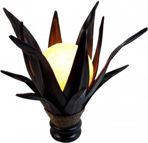 Palmenblatt Lotus Tischlampe / Tischleuchte, in Bali handgemacht aus Naturmaterial, Palmholz - Modell Palmera 9 - 40x40x40 cm 