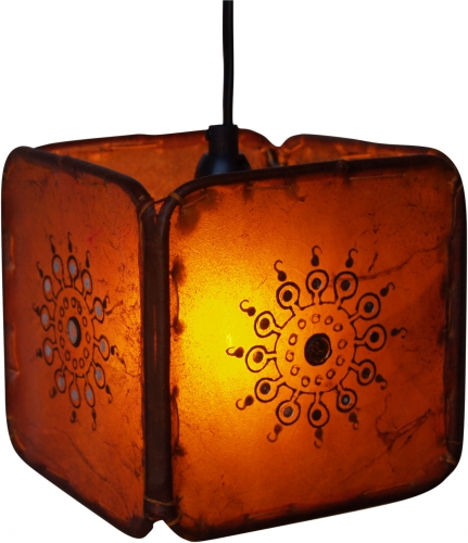 Henna - Leather ceiling light/pendant light Karachi - orange - 16x16x16 cm 
