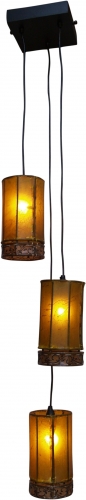 Henna - Leather ceiling light/pendant light 3-flame, Bengalia - 3 x yellow - 100x30x30 cm 