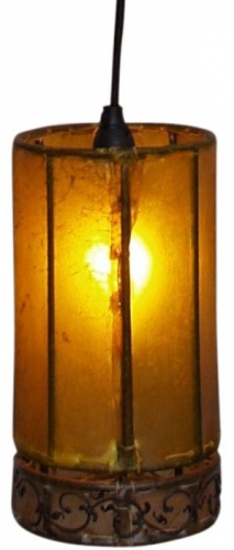 Henna - Leather ceiling light/pendant light Bengalia - yellow/natural - 25x13x13 cm 